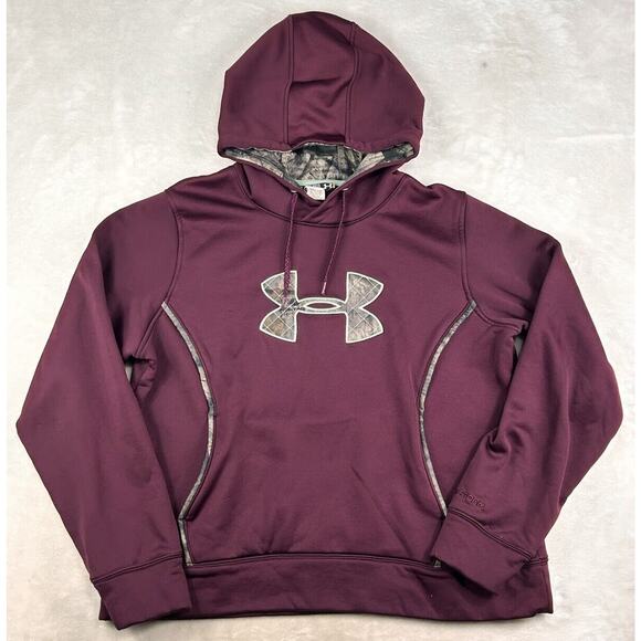 Under Armour Hoodie Women's 2XL XXL Storm Purple Camo Pullover Sweatshirt Fleece - Picture 1 of 8